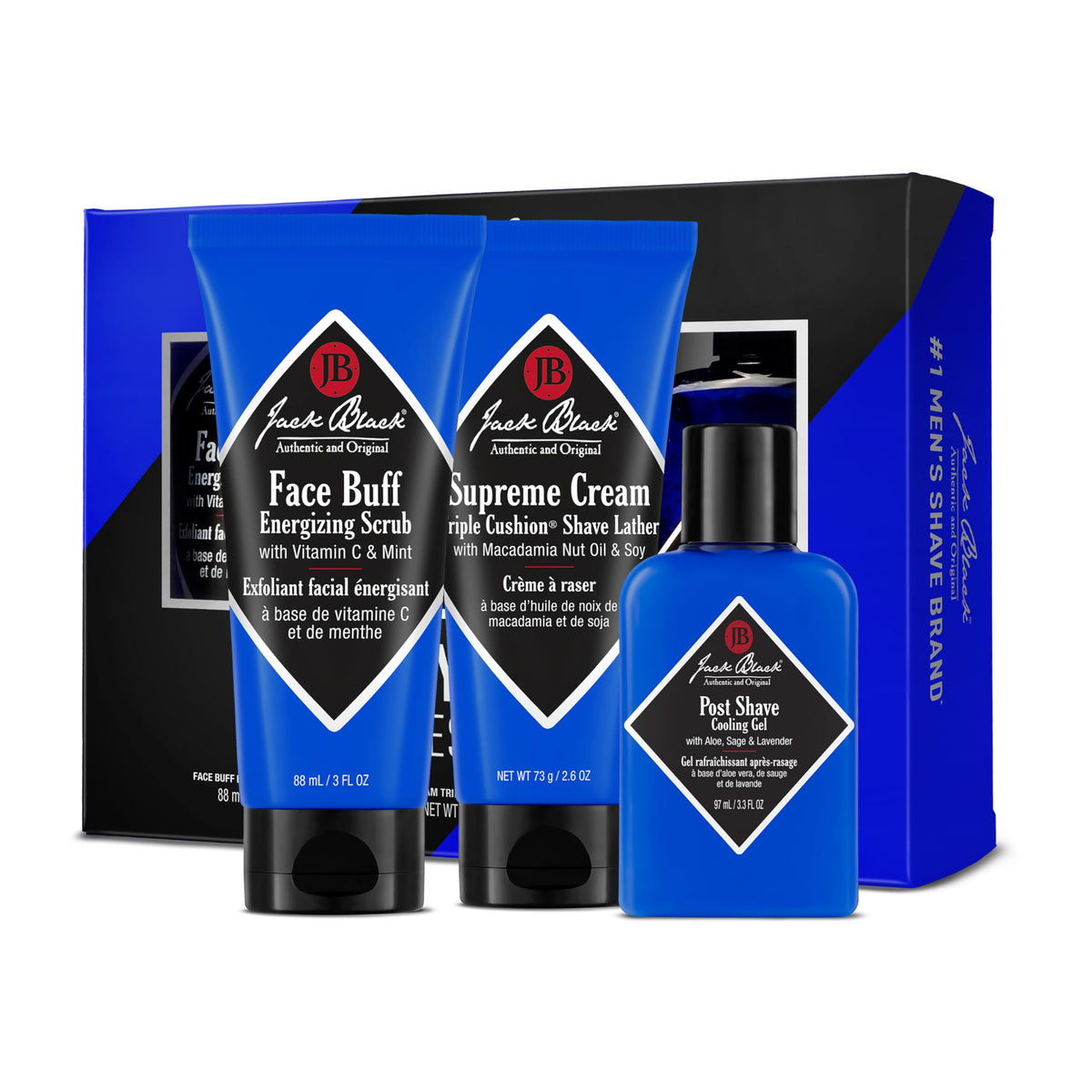 Jack Black Face Buff Energizing Scrub tube preps skin for smoother shave