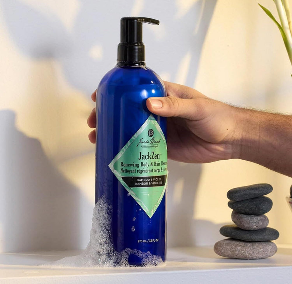 Jack Black JackZen Renewing Body Cleanser aloe vera swatch suggesting gentle skin soothing