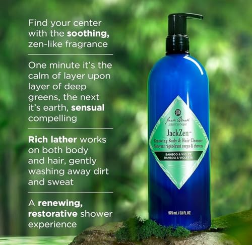 Jack Black JackZen Renewing Body Cleanser shower rinse delivering fresh skin and hair