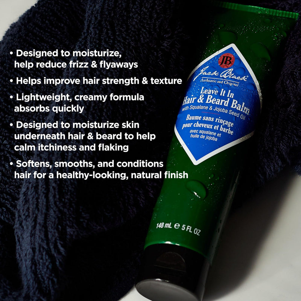 Jack Black Leave It In Balm packaging-shot highlights premium, easy-to-use grooming packaging