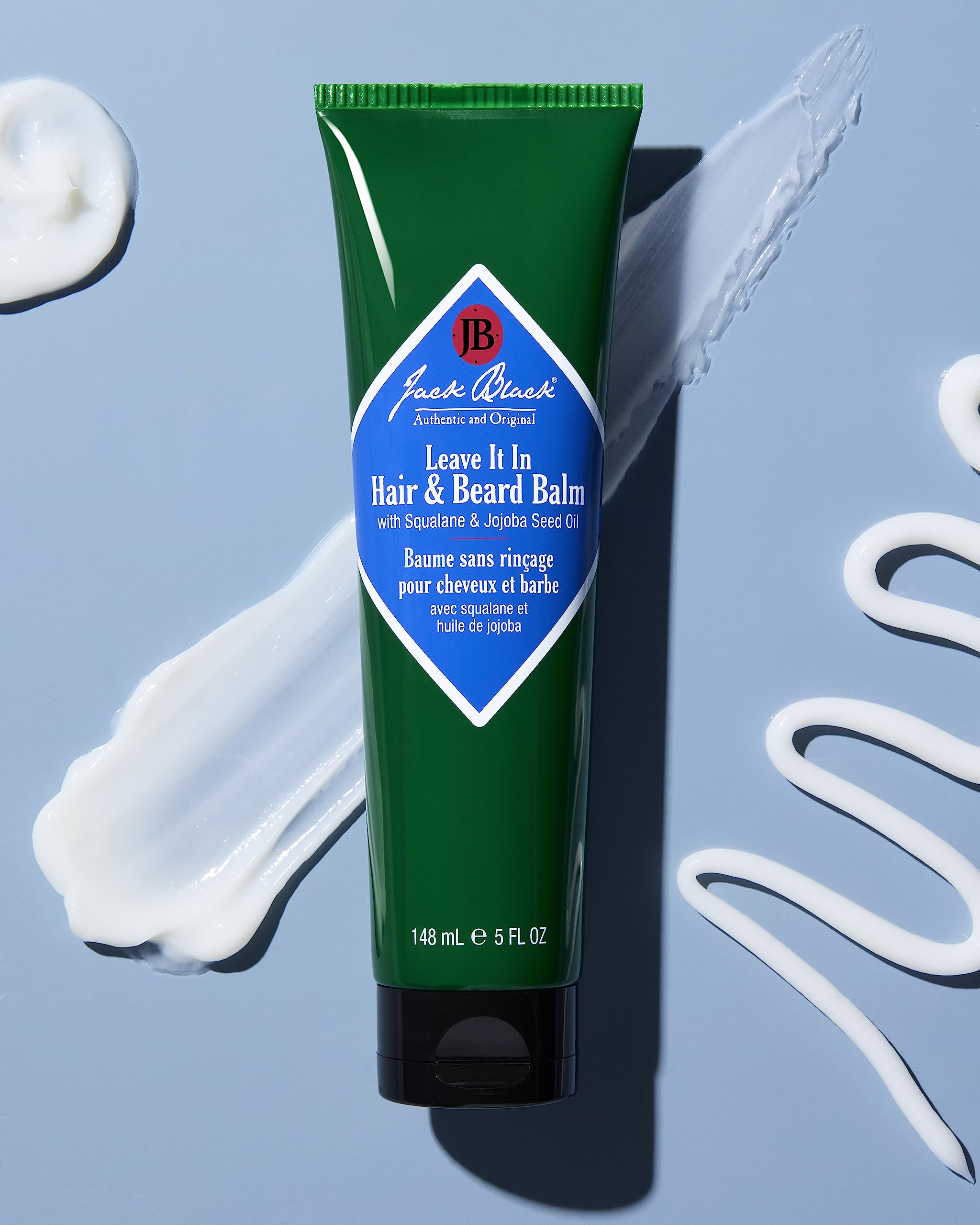 Jack Black Leave It In Balm skin-underneath image shows moisturized skin under hair and calm