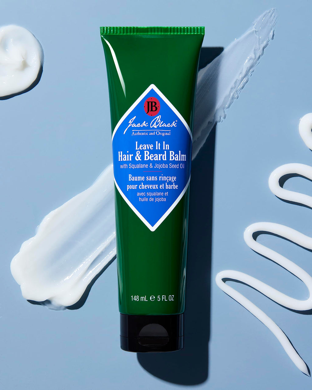Jack Black Leave It In Balm skin-underneath image shows moisturized skin under hair and calm
