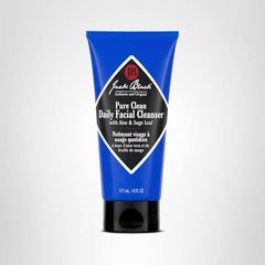 Jack Black Pure Clean Daily Facial Cleanser bottle back—sulfate-free formula promotes hydrated, refreshed skin.