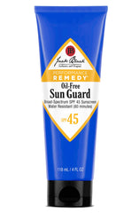 Jack Black Sun Guard SPF 45 bottle demonstrates oil-free, sweat-resistant protection for active outdoor days
