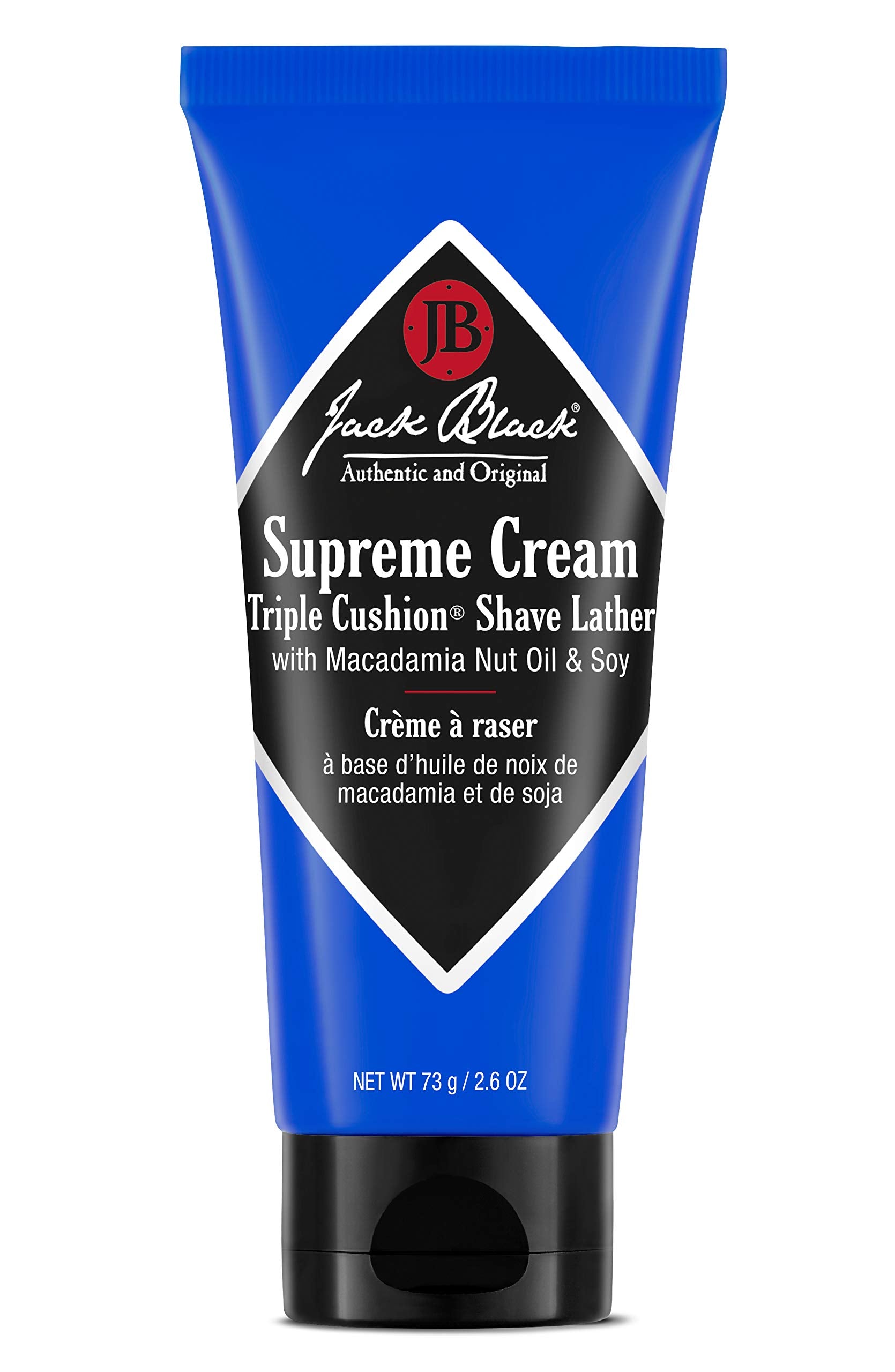 Jack Black Supreme Cream Triple Cushion Lather tube front view for smooth prep