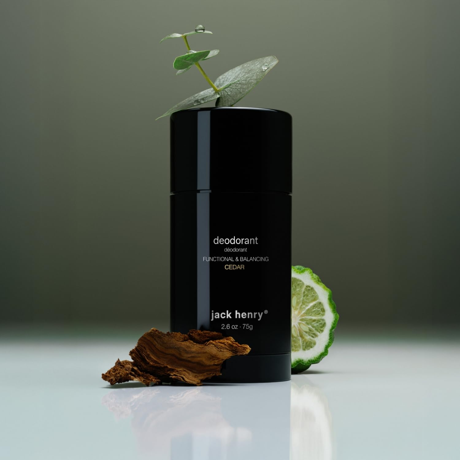 Sustainable packaging of Jack Henry deodorant highlighted in eco-friendly display.