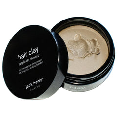 Jack Henry Premium Hair Clay front jar displays matte finish for all-day hold.