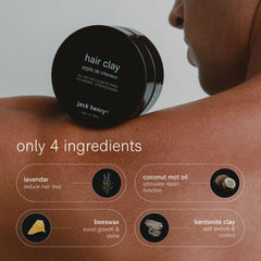 Jack Henry Premium Hair Clay texture demonstrates added volume with a natural look.