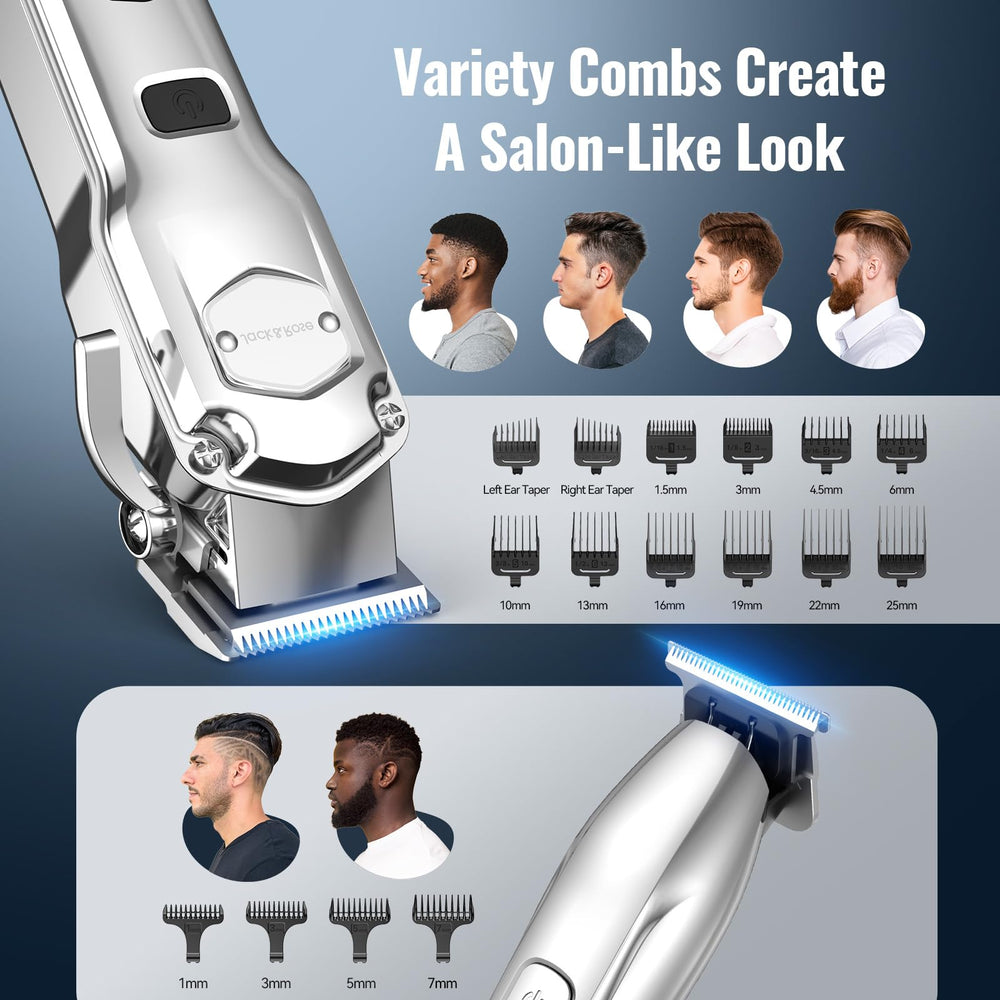 Jack & Rose complete kit includes 10 clipper combs for versatile styling