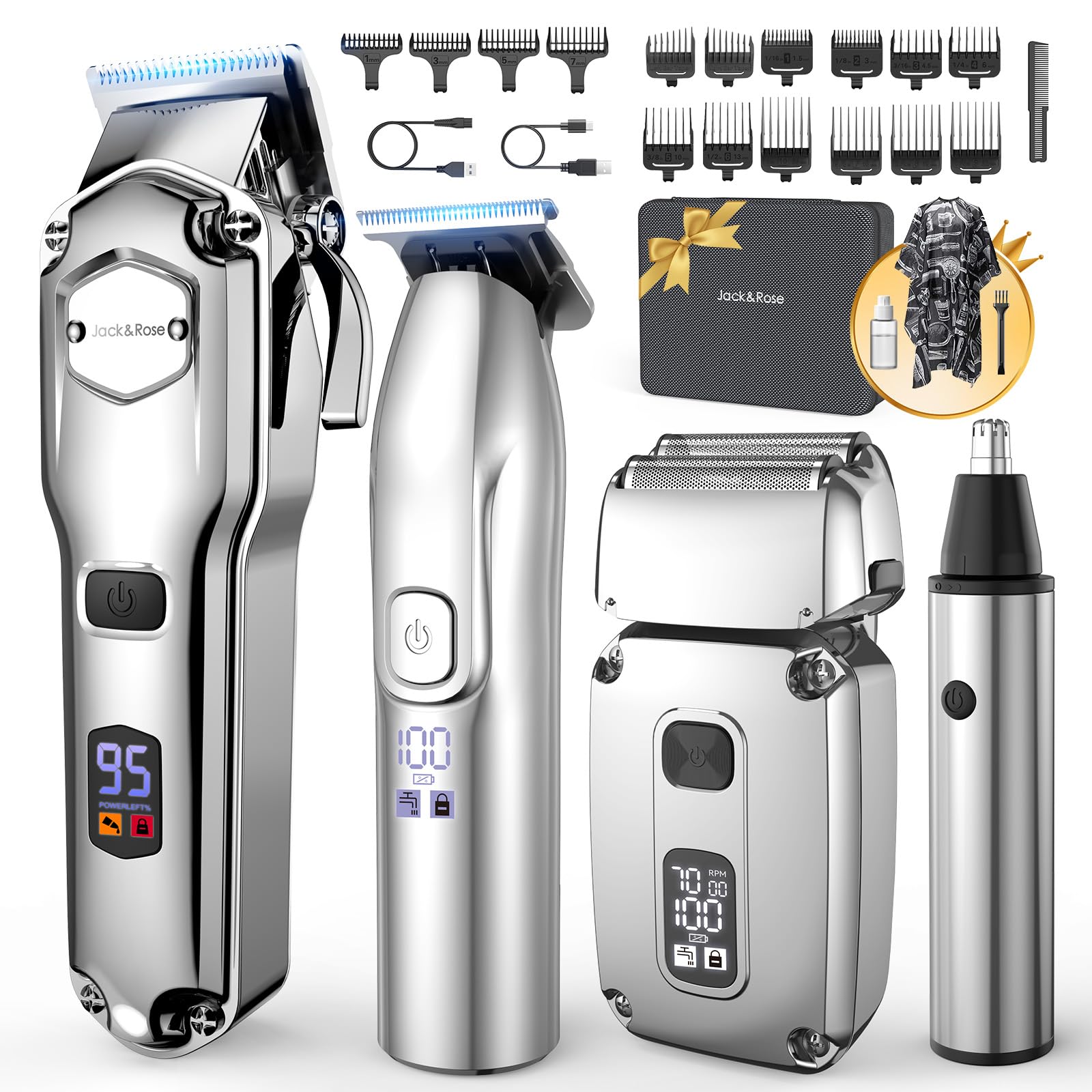 Jack & Rose cordless hair clipper set cordless design for convenient at-home grooming