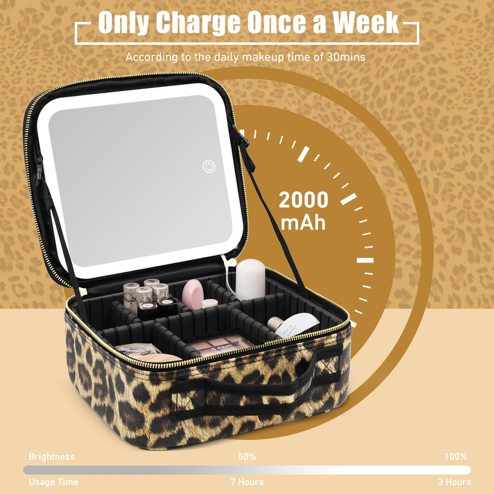 Jadazror partitioned storage keeps cosmetics neatly arranged during trips.