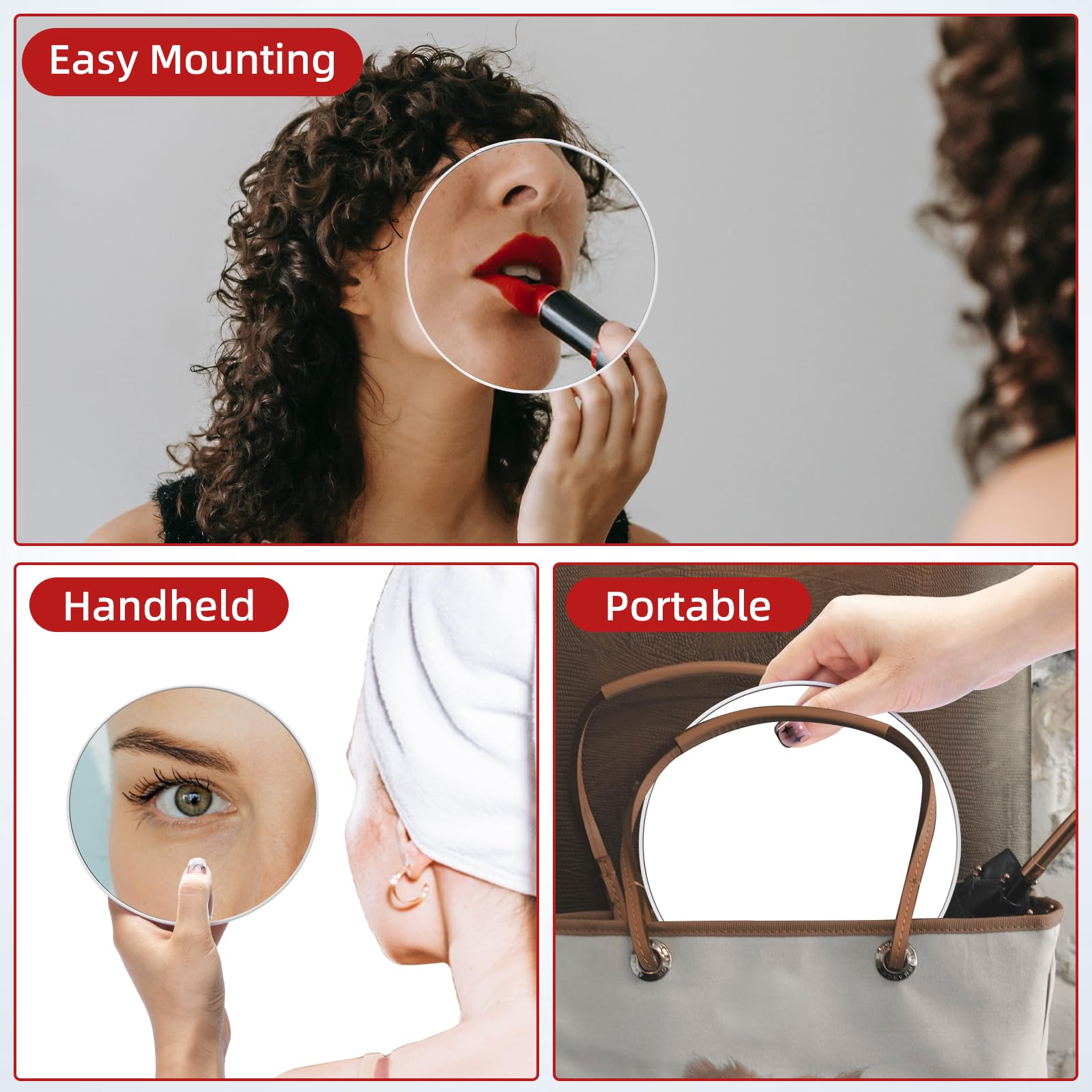 Jadazror round 6-inch mirror designed for easy carrying during trips