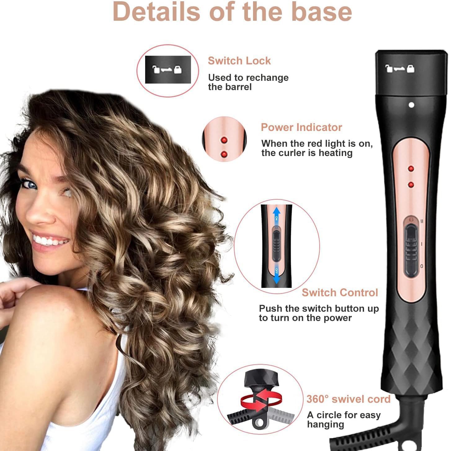 JAETON curling wand with anti-scalding head and glove promotes safer use