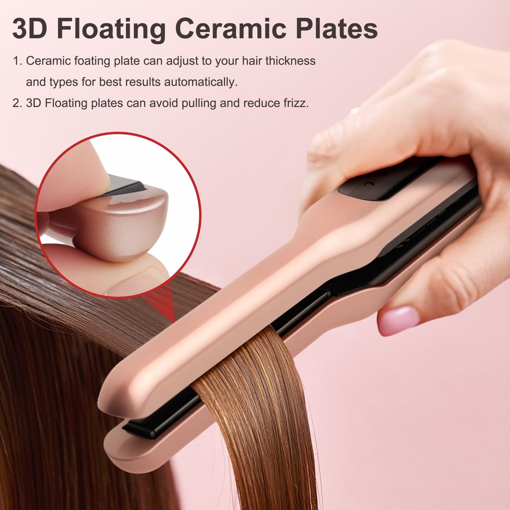 JAETON flat iron ceramic-tourmaline plates for smooth frizz control