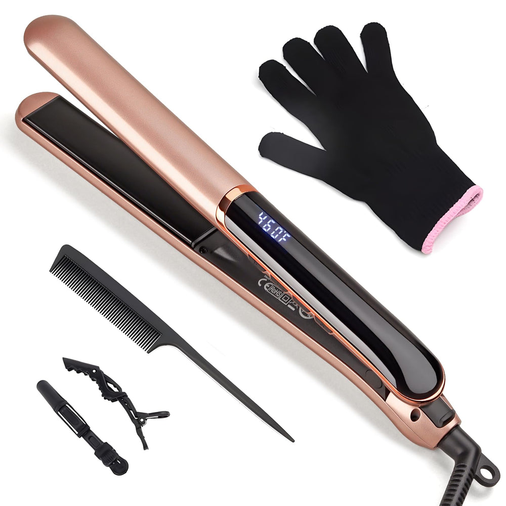 JAETON flat iron with floating plates closeup glides smoothly for frizz-free results.