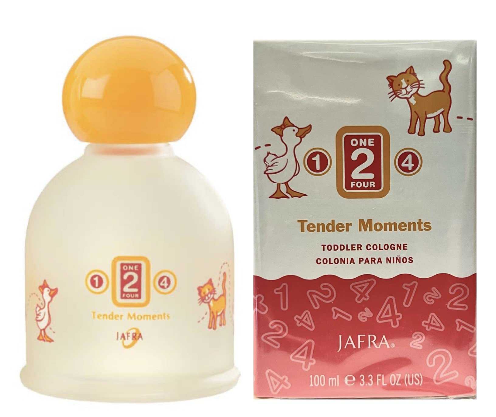 JAFRA 1-2-4 Toddler Cologne bottle close up, gentle on skin with a soft scent.