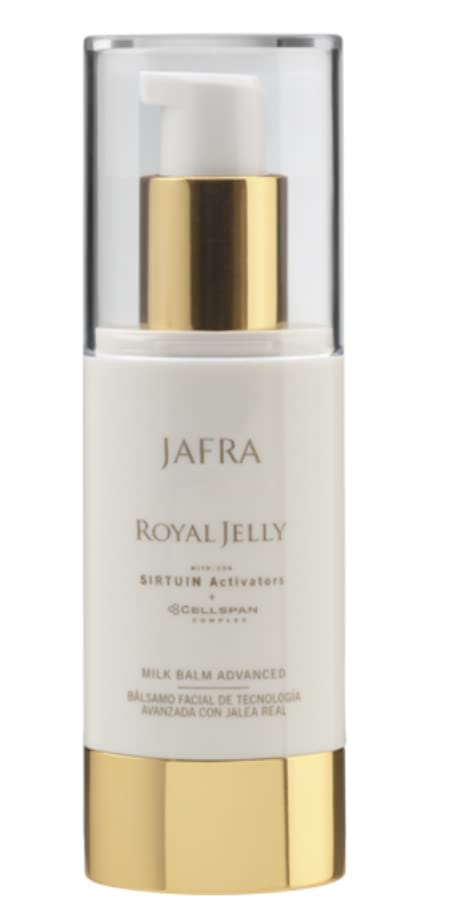 Jafra Royal Jelly Balm texture swatch highlights rich cream that absorbs smoothly.