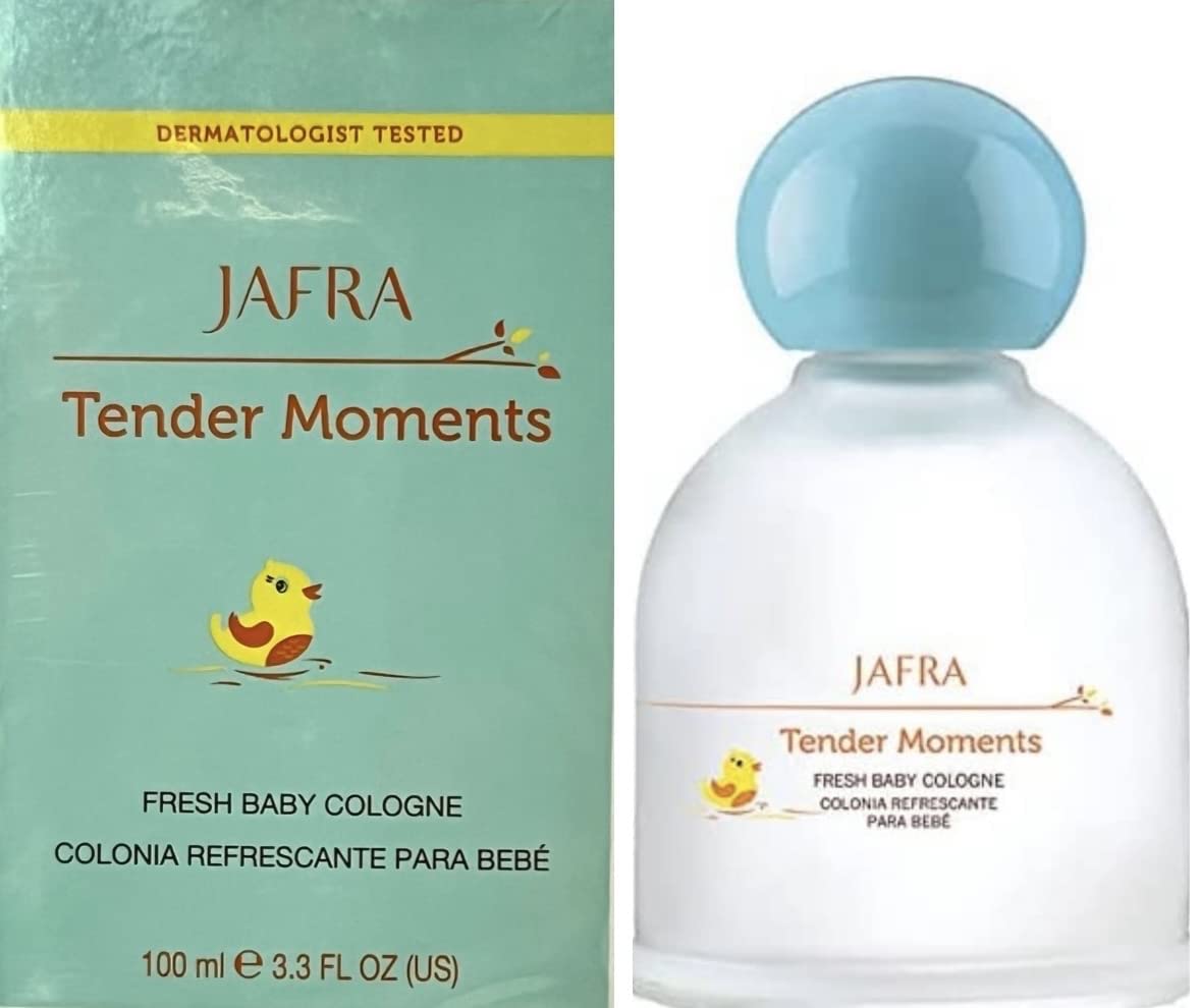 Jafra Tender Moments baby cologne bottle with gentle scent for delicate skin.