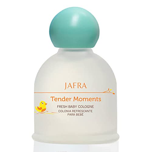 JAFRA Tender Moments Fresh Baby Cologne bottle front shows a gentle, alcohol-free fragrance.