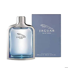 Jaguar Classic Blue bottle front view showcasing a timeless masculine scent for everyday wear