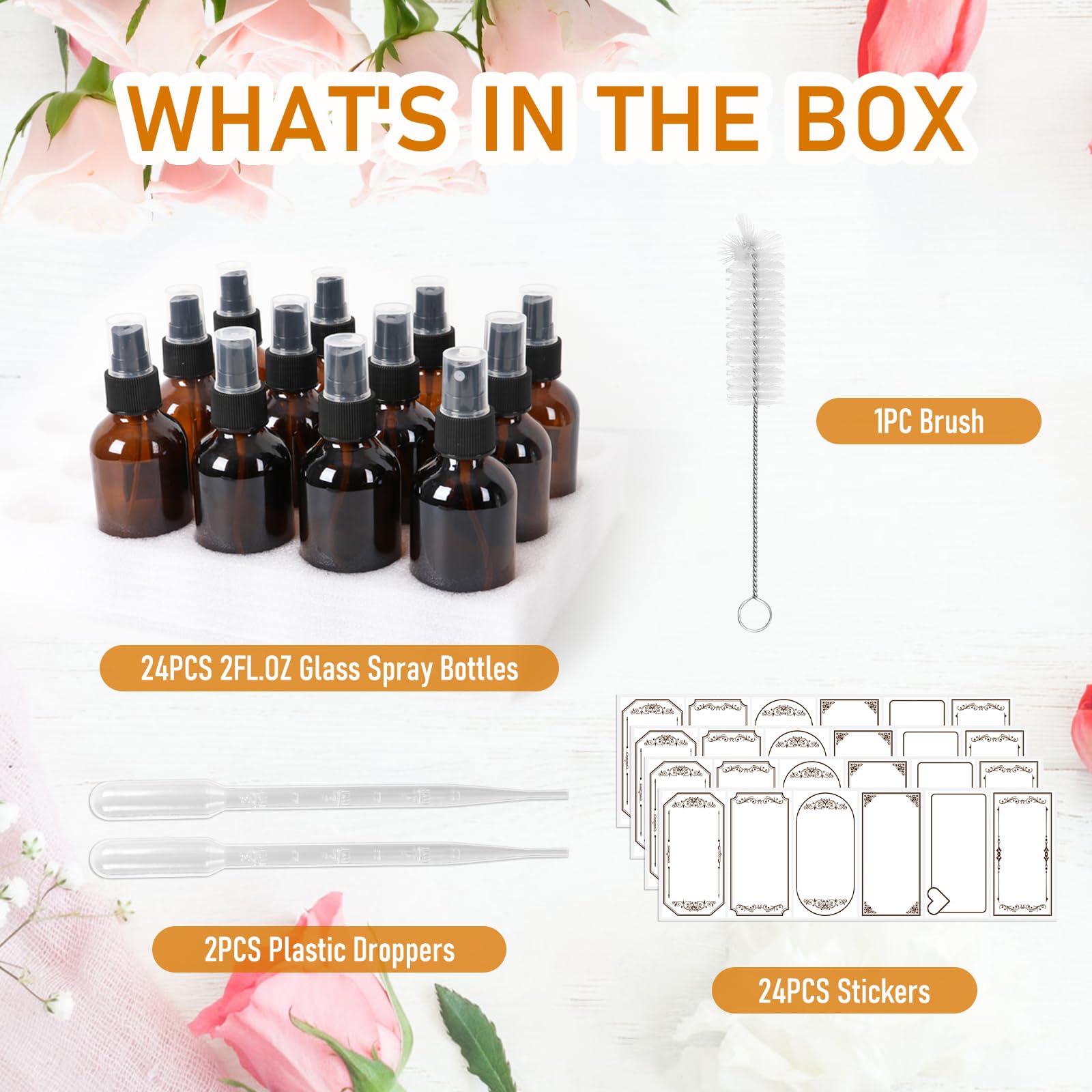 Jaisie.W amber glass spray bottle demonstrates smooth, even fine mist output