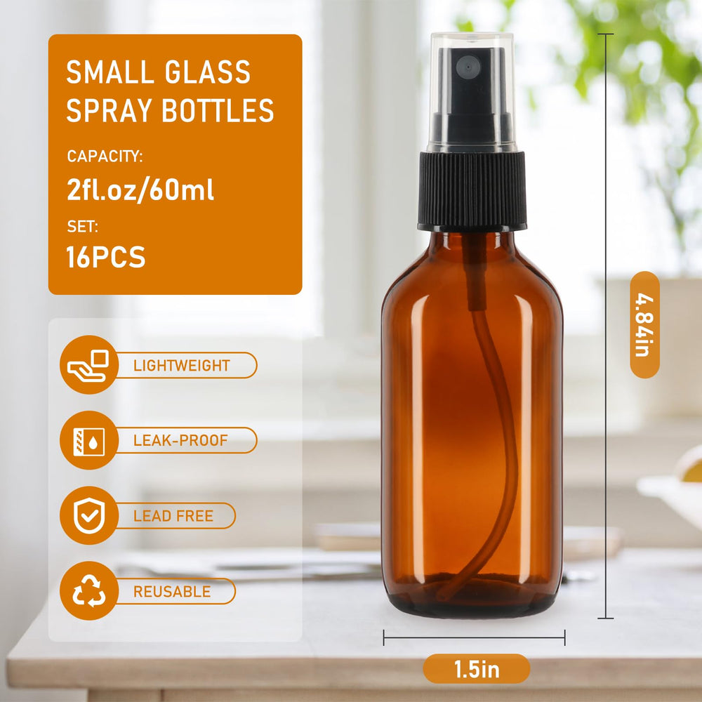 Jaisie.W amber glass spray bottle mist demonstrates fine spray for skincare routines
