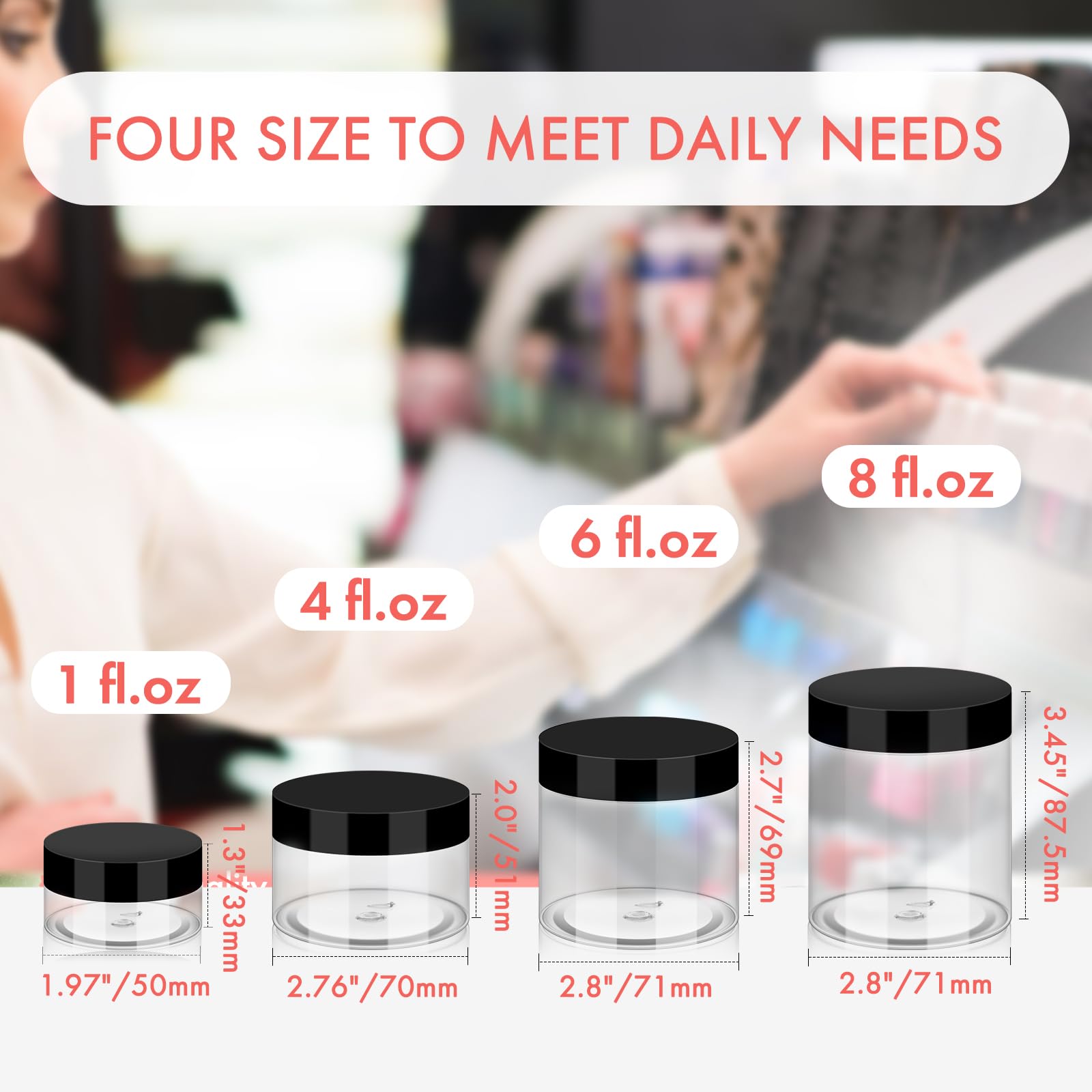 Jaisie.W travel-friendly 6oz container ideal for on-the-go skincare.