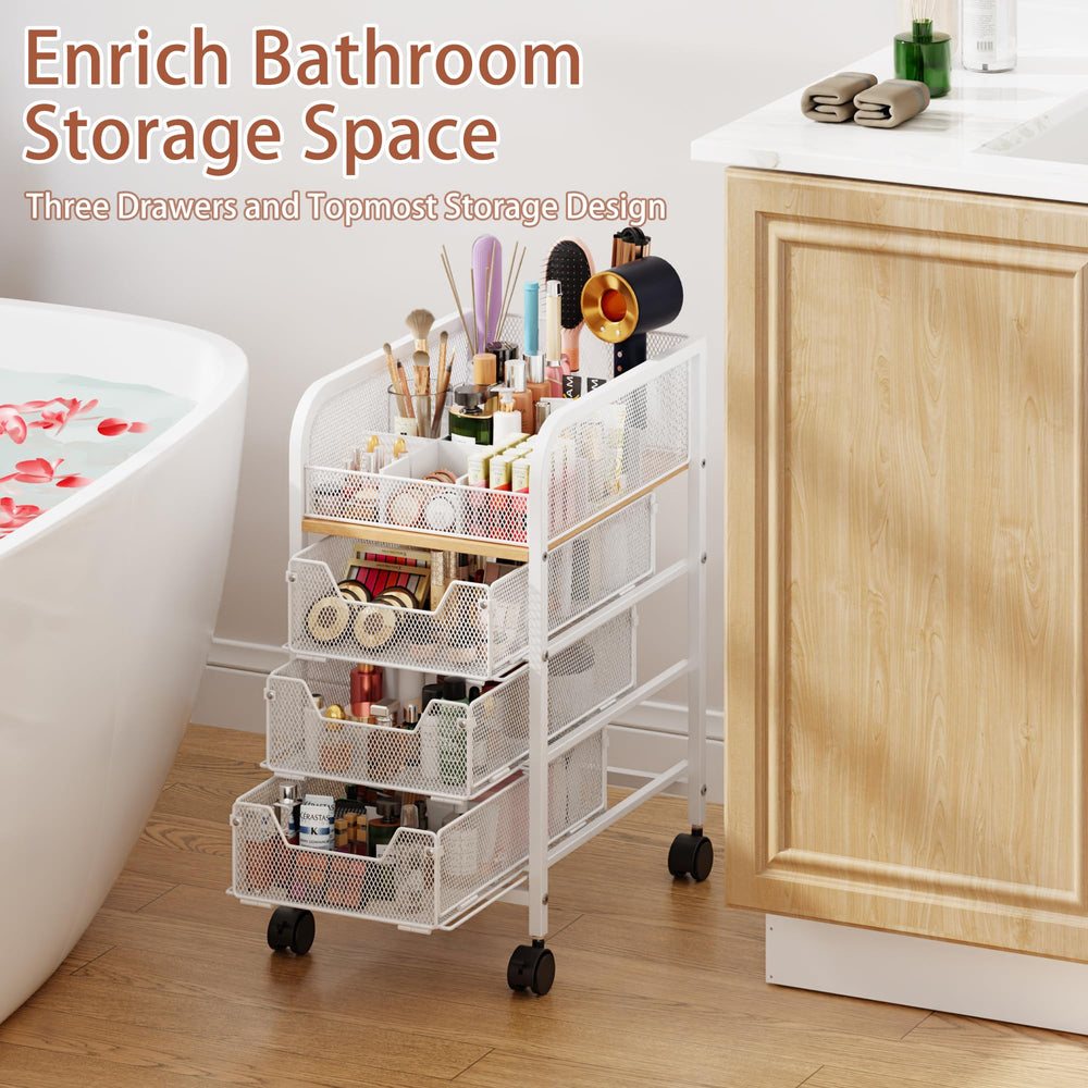 Jakyitvi three-drawer mesh drawers create tidy, categorized storage.