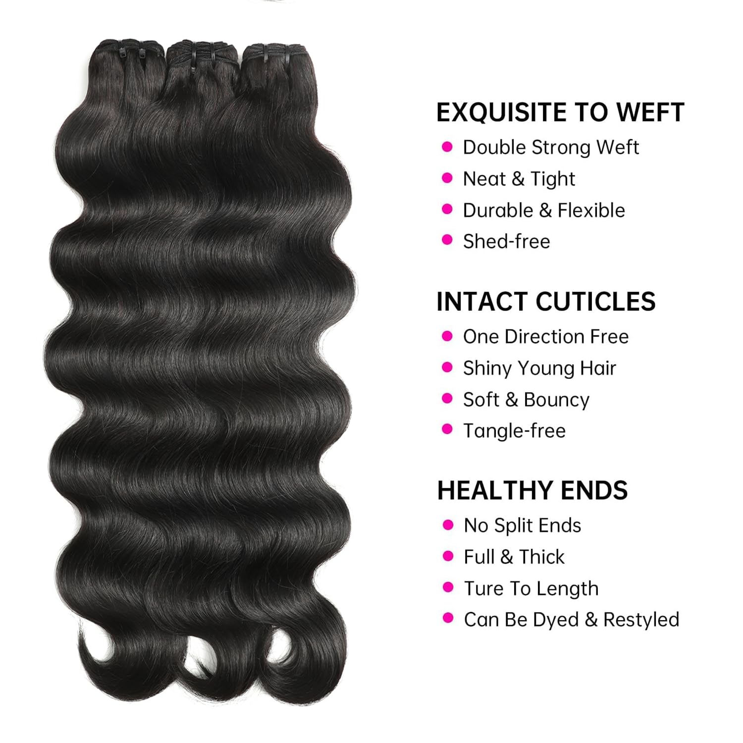Jaliyah bundles 20in body-wave weft offer versatile styling options.