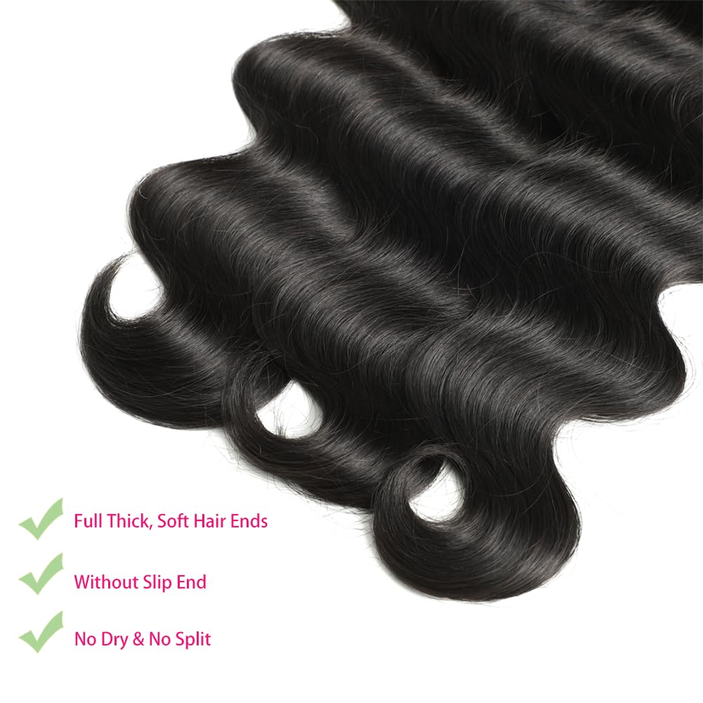 Jaliyah bundles 22in body-wave weft add length and fullness.