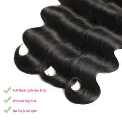Jaliyah bundles 22in body-wave weft add length and fullness.