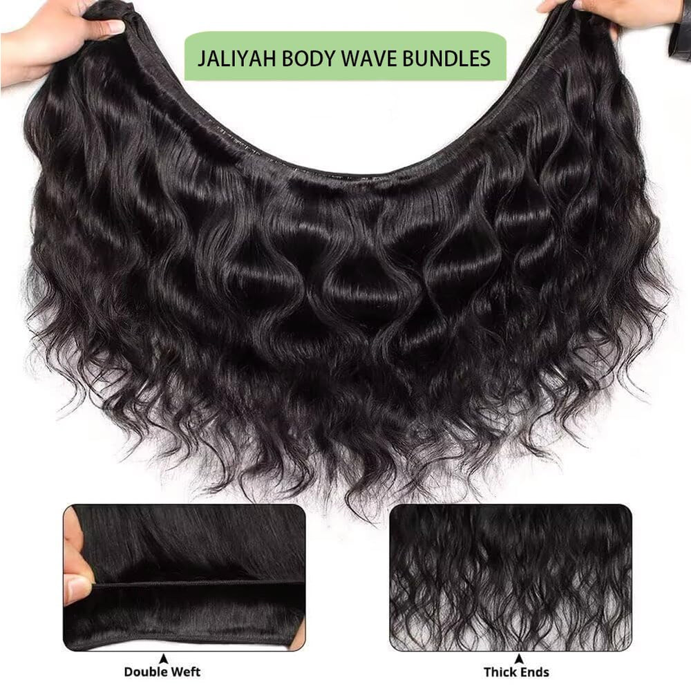 Jaliyah natural black color blends with dark hair tones for realism.