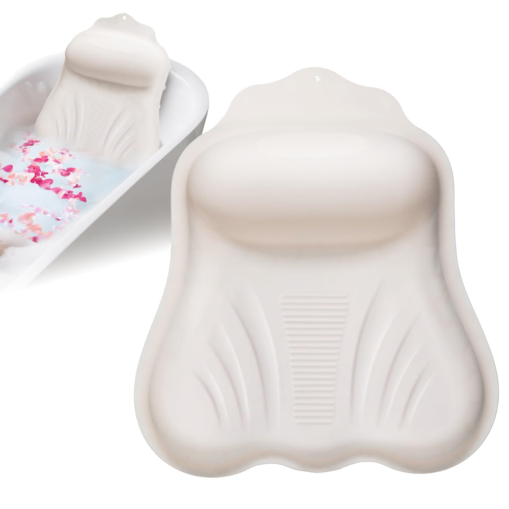 Jalopink silicone bath pillow with 4D air-cushion head support for comfortable soaking.