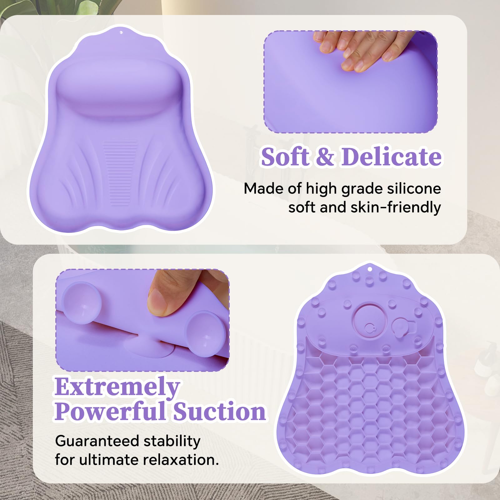 Jalopink back support pillow enhancing shoulder comfort during baths.