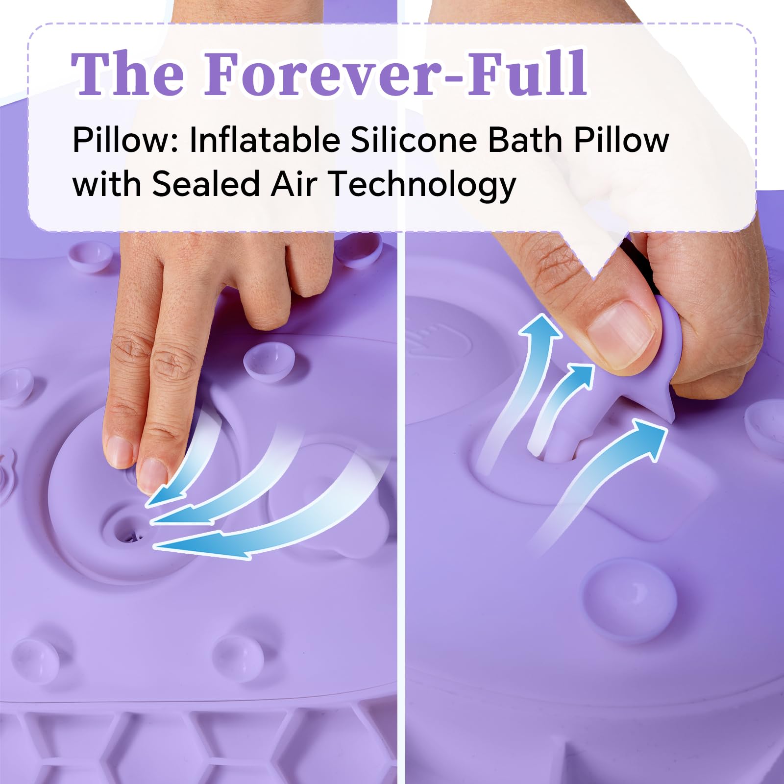 Jalopink bathtub pillow with non-slip suction cups stays in place.