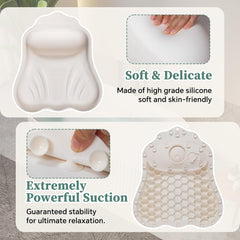 Jalopink silicone bath pillow dries quickly after use for hygienic storage.
