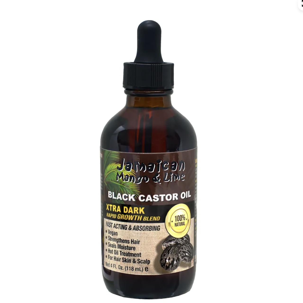 Jamaican Mango Lime Black Castor Oil extra dark 8oz bottle for nourished hair and scalp