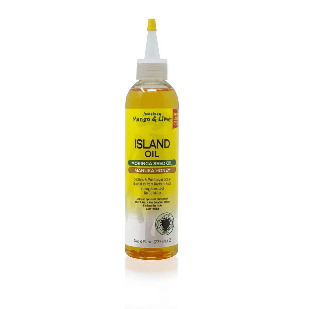 Jamaican Mango Lime Island Oil scalp oil bottle close-up for nourishing scalp and hydrated roots