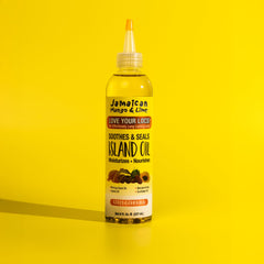 Jamaican Mango & Lime Love Your Locs Island Oil on locs and braids for radiant shine.