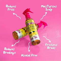 Jamaican Mango Lime spray-on-braids-application for instant refresh