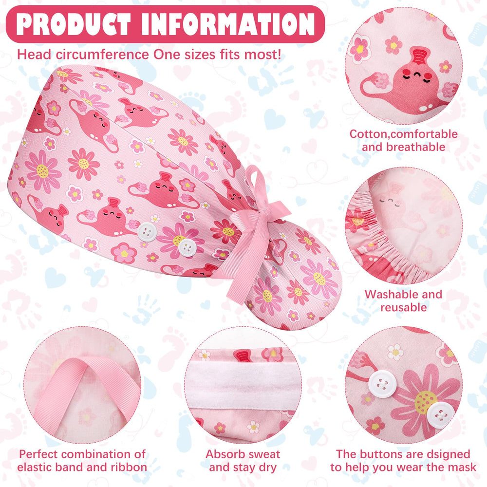 Jamntower ponytail scrub cap with elastic band secures thick hair