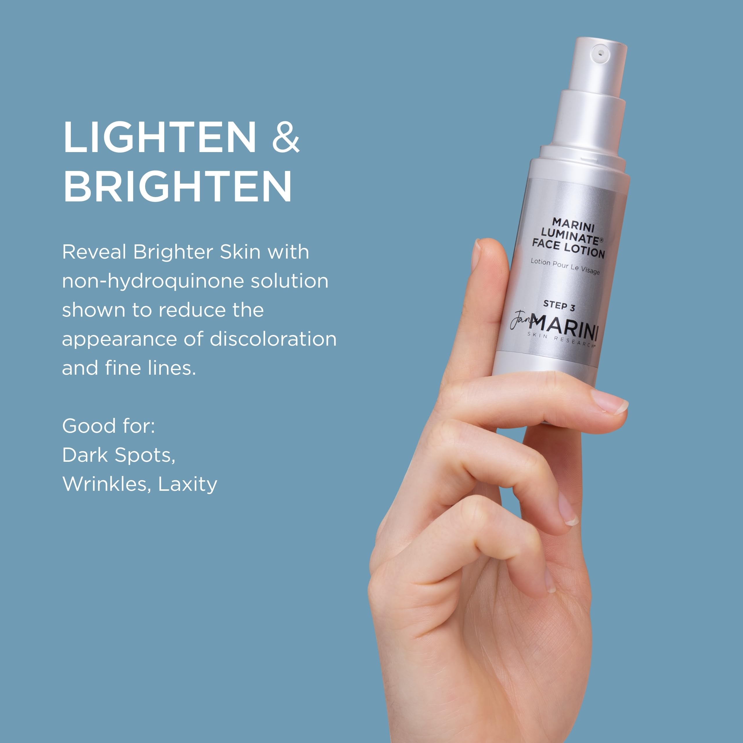 Jan Marini Luminate application on face shows pea-sized amount usage