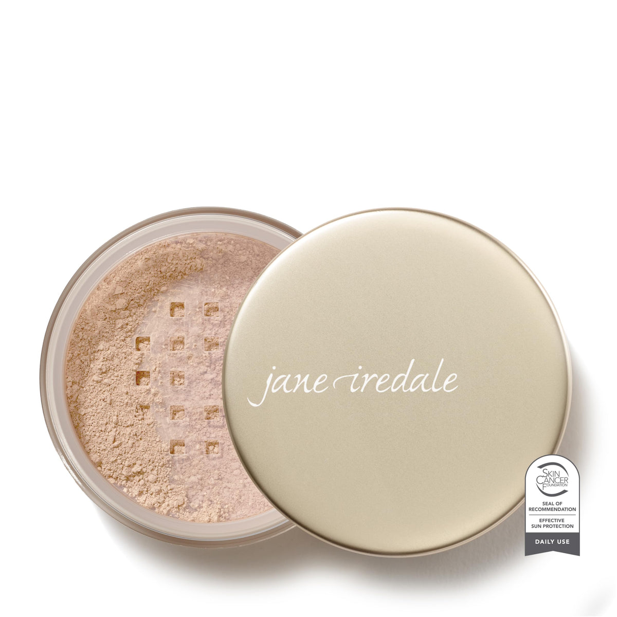 jane iredale Amazing Base loose powder application delivers a silky finish and even tone for daily wear.