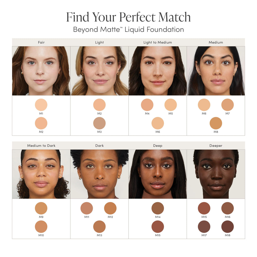Jane Iredale Beyond Matte shine-control image emphasizing reduced shine and even skin.