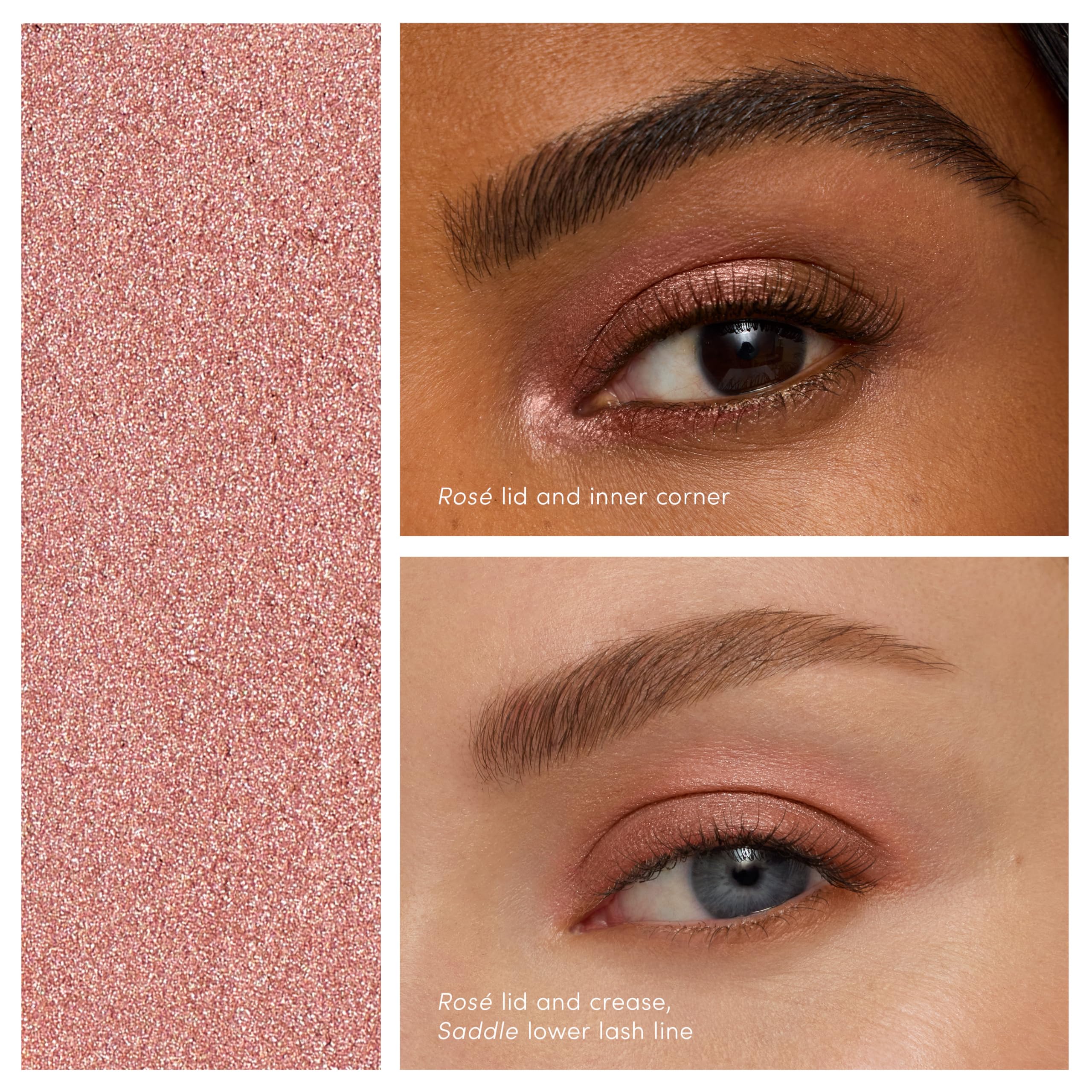 Jane Iredale ColorLuxe Eye Shadow Stick Rosé on lid demonstrates long-wear color.