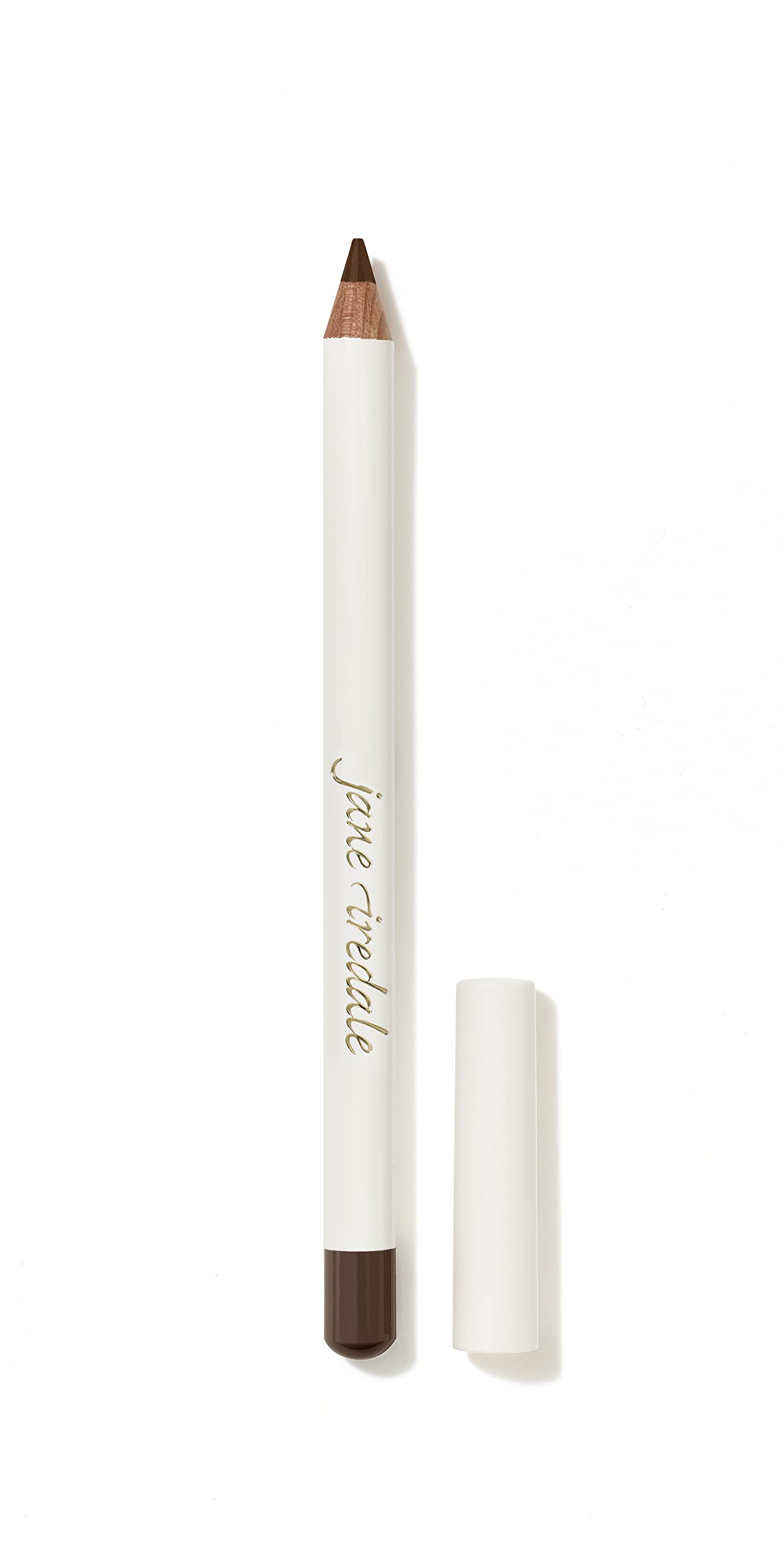 jane iredale Eye Pencil Basic Brown packaging and cap shows easy-to-hold design for on-the-go use.