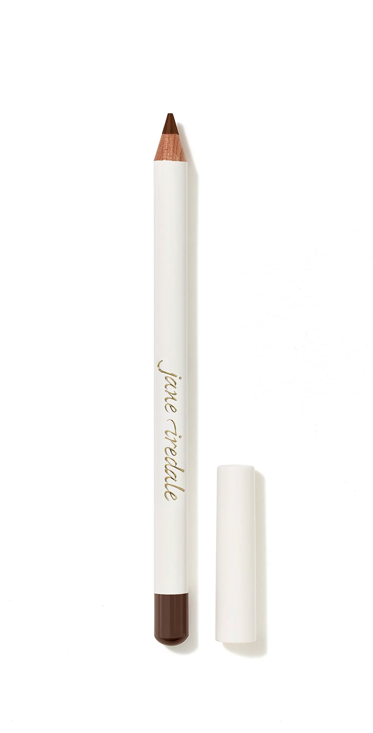 jane iredale Eye Pencil Basic Brown packaging and cap shows easy-to-hold design for on-the-go use.