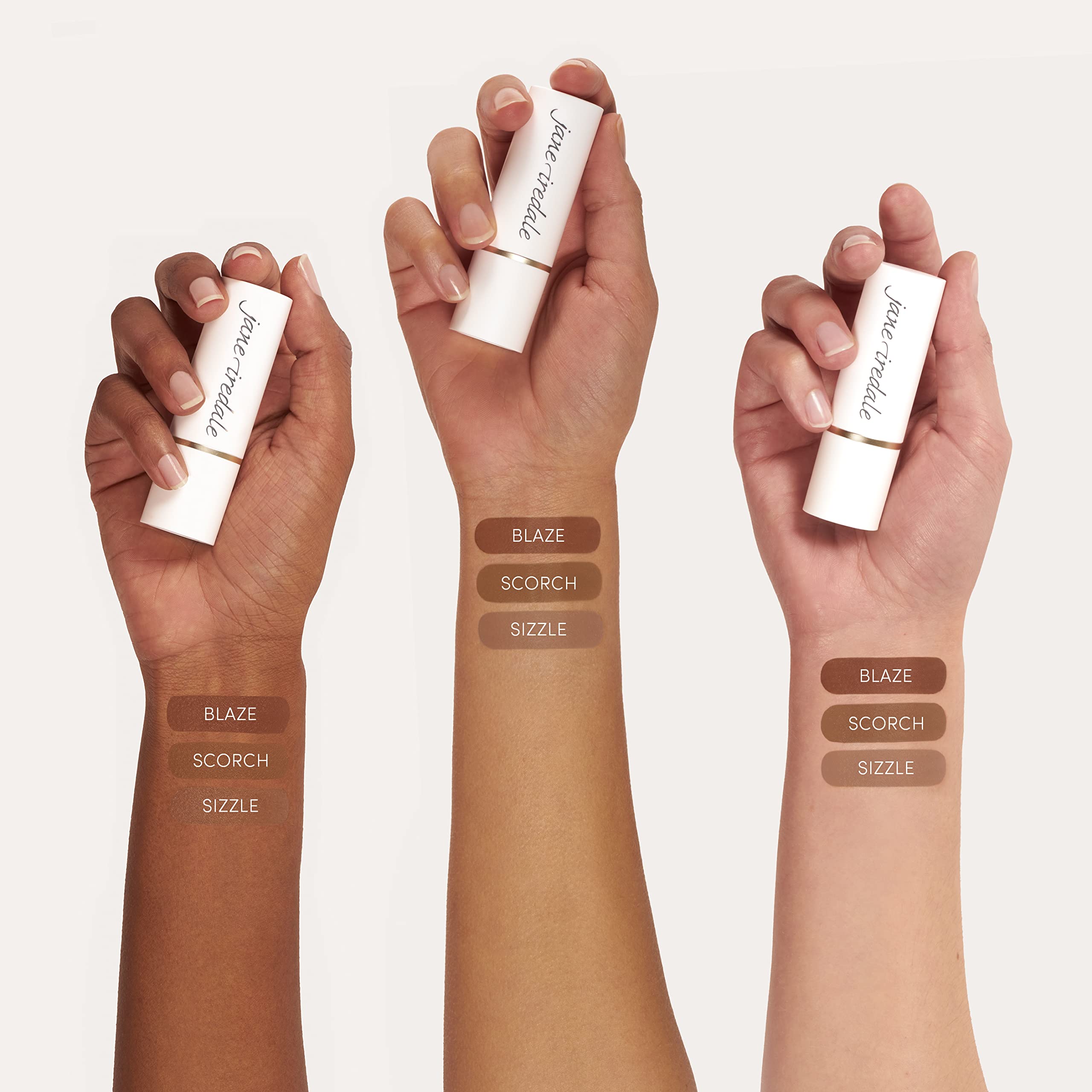 Jane Iredale Glow Time Bronzer Stick blended with brush for seamless layering
