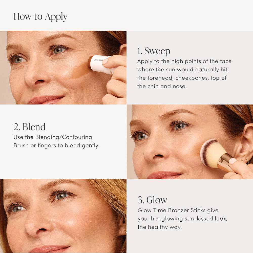 Jane Iredale Glow Time Bronzer Stick creates a natural sun-kissed look