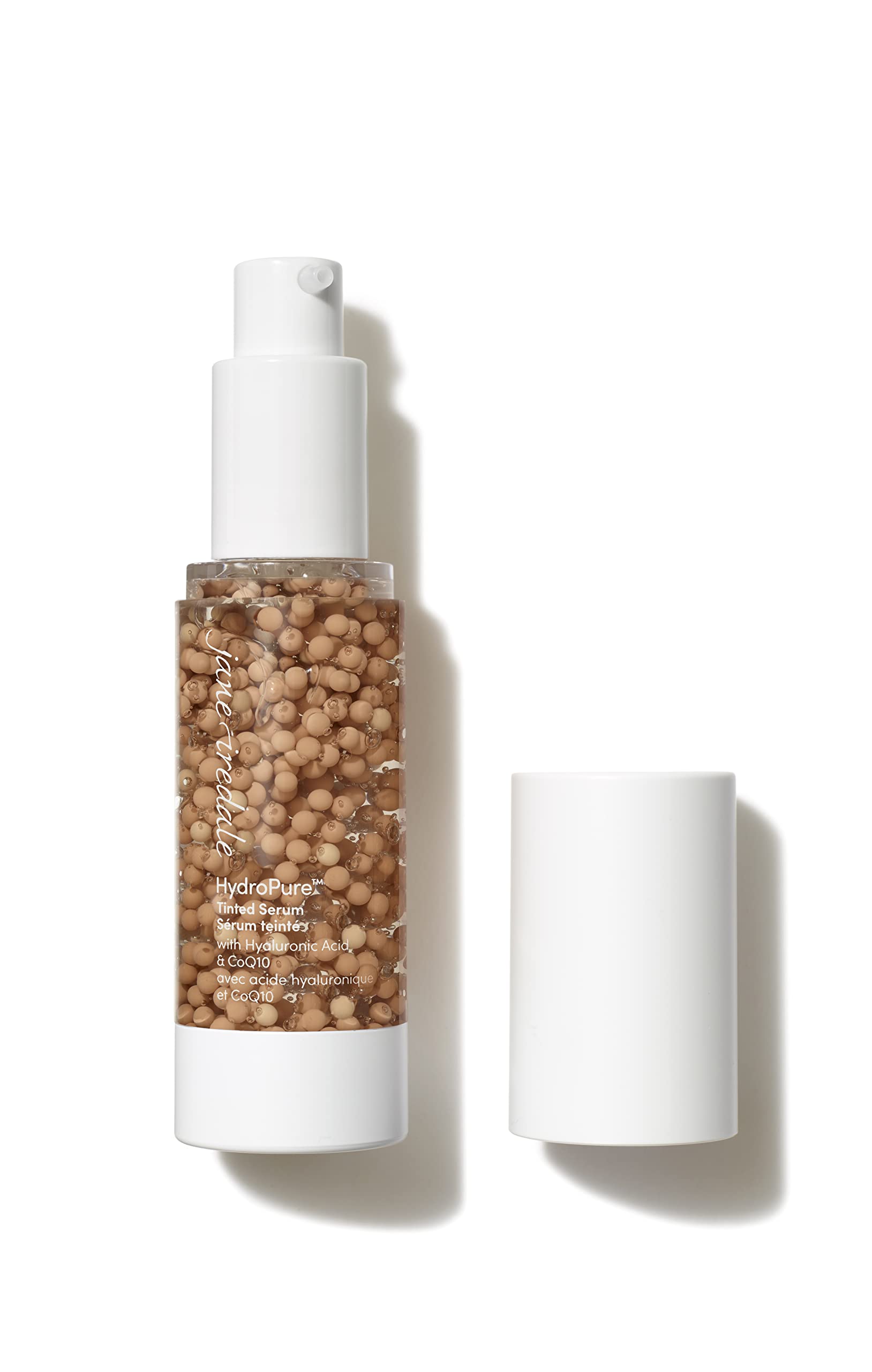 Jane Iredale HydroPure tinted serum bottle showing hydrating base for dewy skin